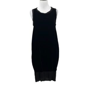 Clu Dress Womens Small Black Silk‎ Blend Chiffon Trimmed Sleeveless Velvet